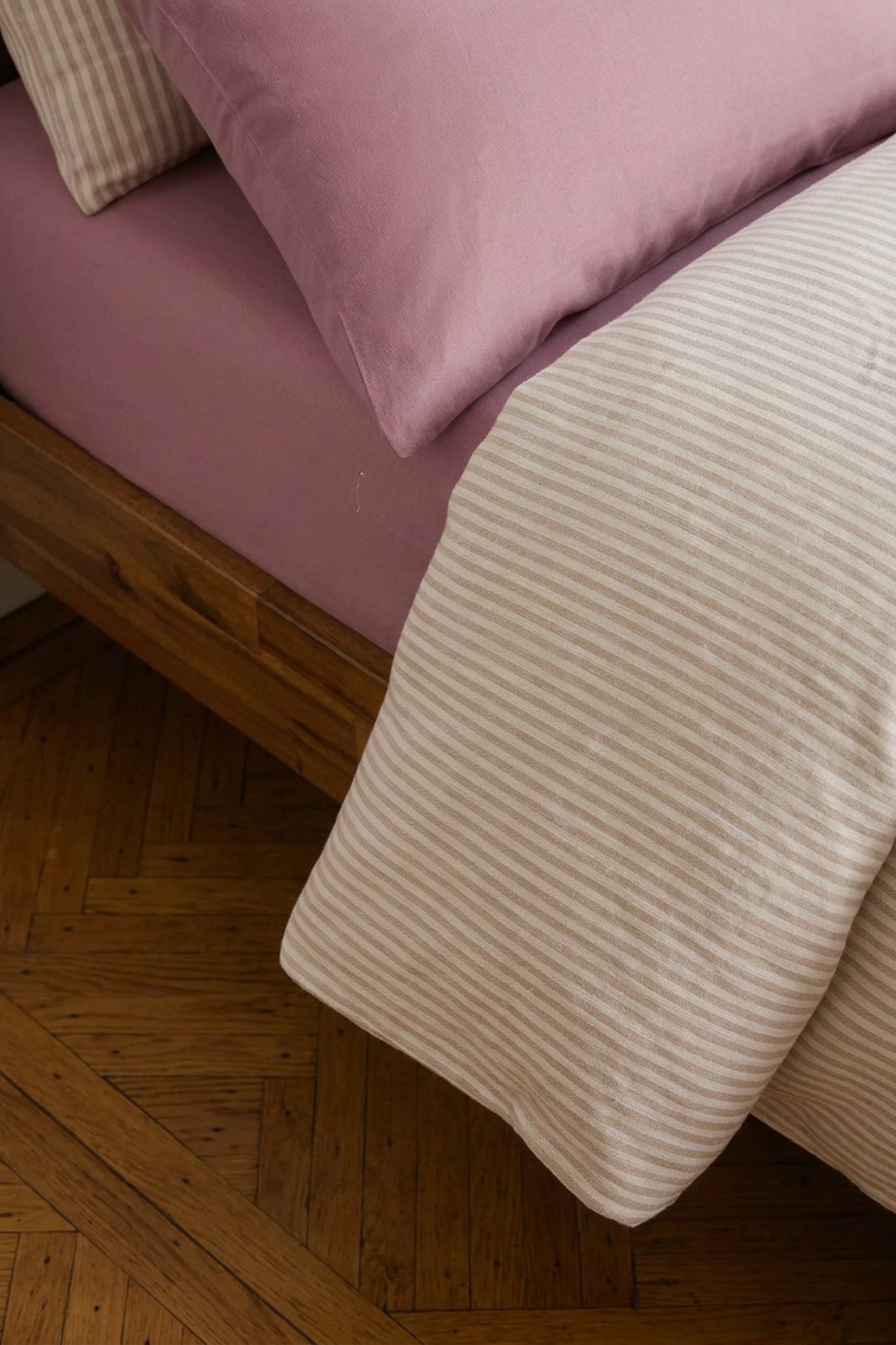 Linen duvet cover in Beige Striped