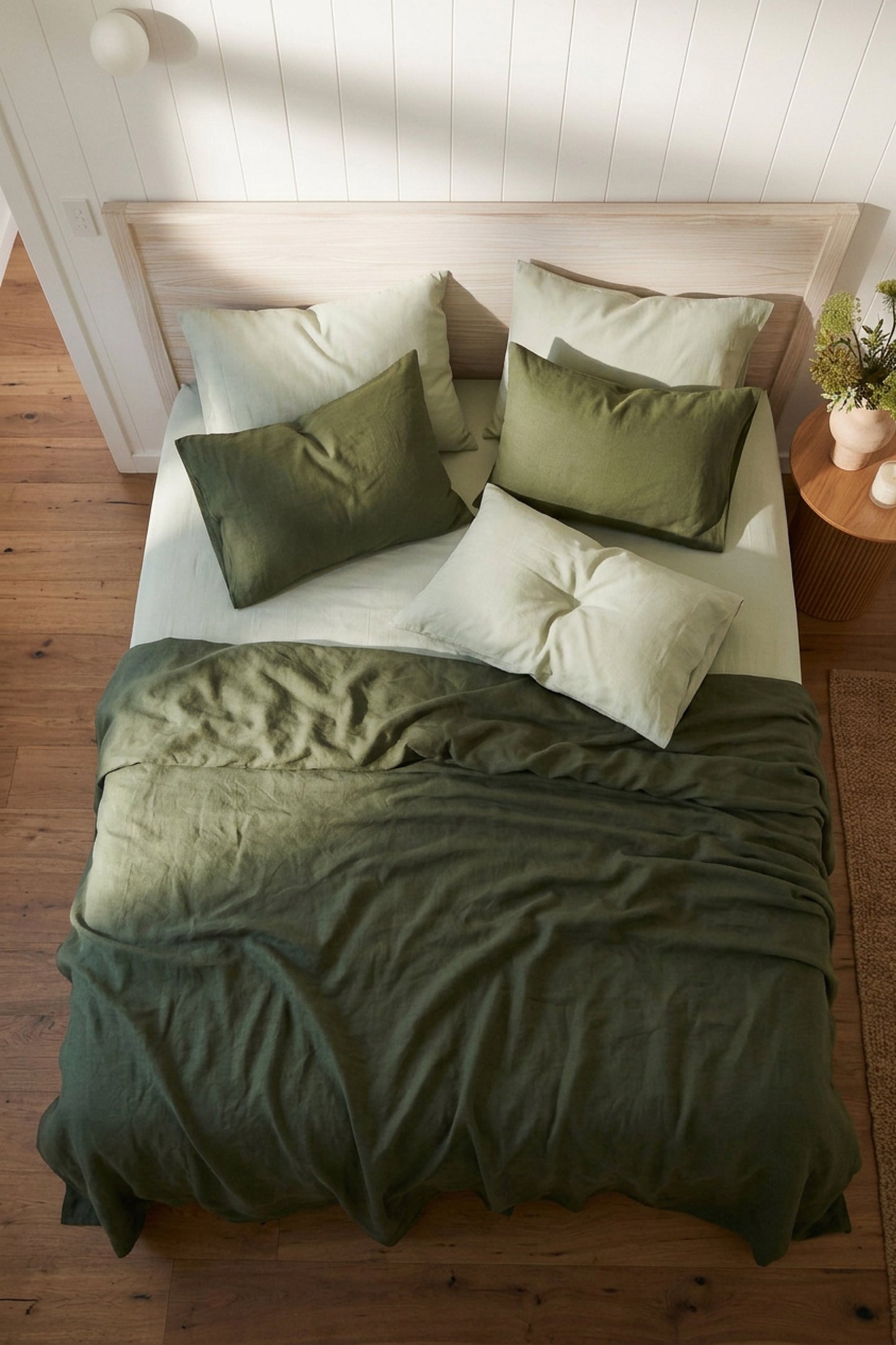 Linen duvet cover in Garden Green