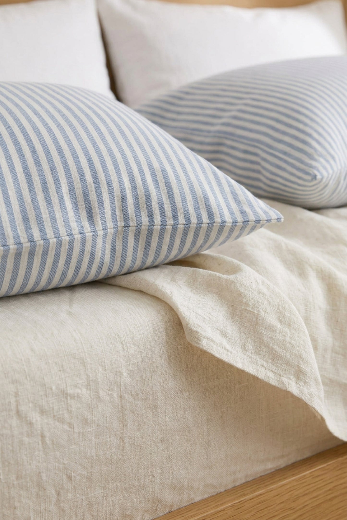 Linen sheets set in Blue Striped
