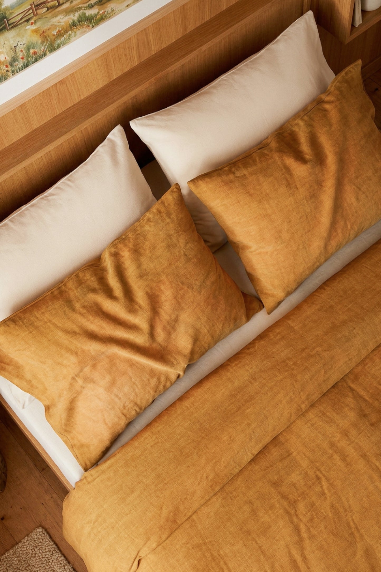 Linen bedding set in Amber
