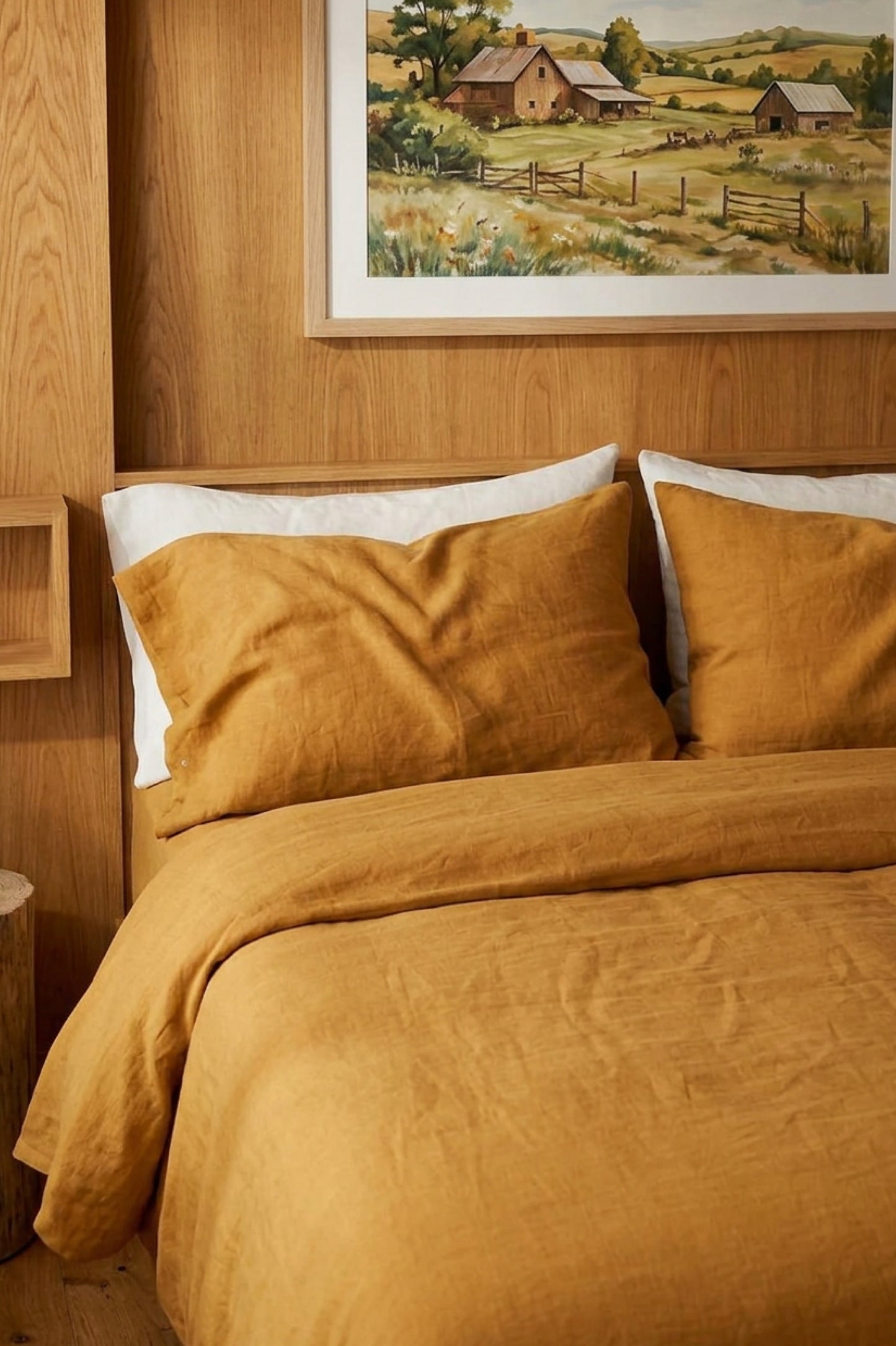 Linen bedding set in Amber