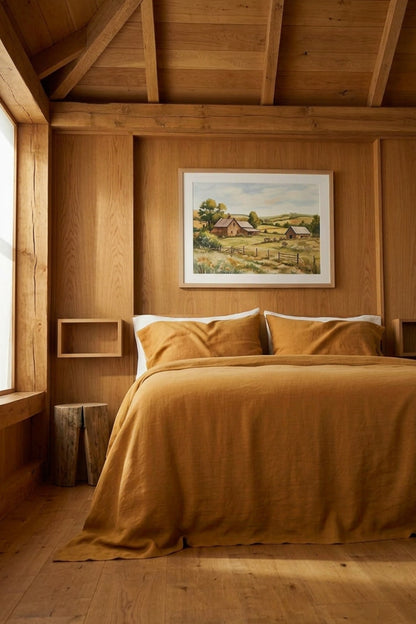 Linen bedding set in Amber