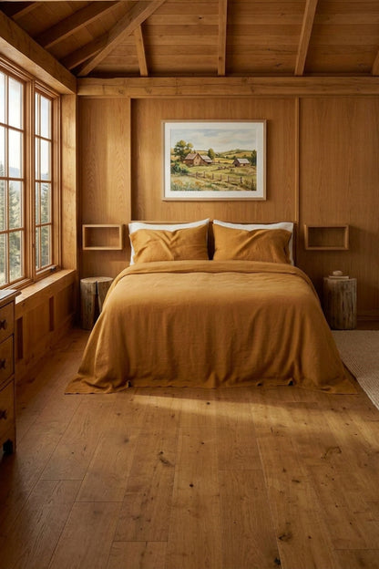 Linen bedding set in Amber