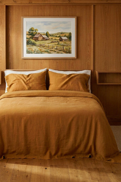 Linen bedding set in Amber