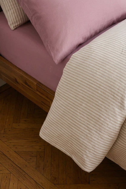 Linen duvet cover in Beige Striped