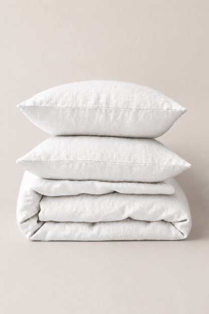 Linen bedding set in White