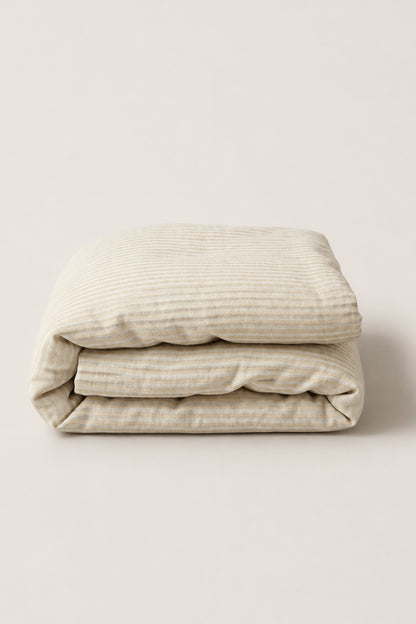 Linen duvet cover in Beige Striped