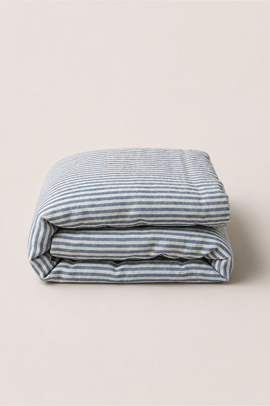 Linen duvet cover in Blue Striped