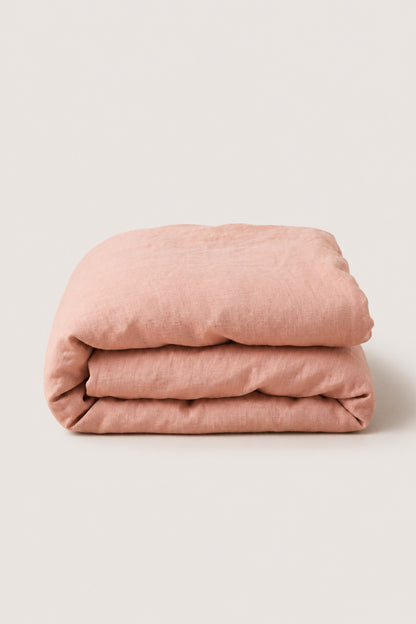 Linen duvet cover in Coral Pink