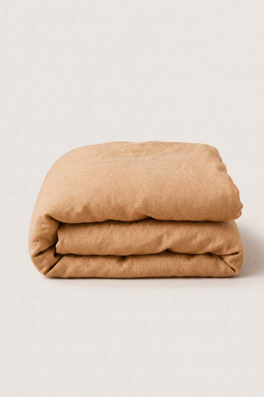 Linen duvet cover in Mustard