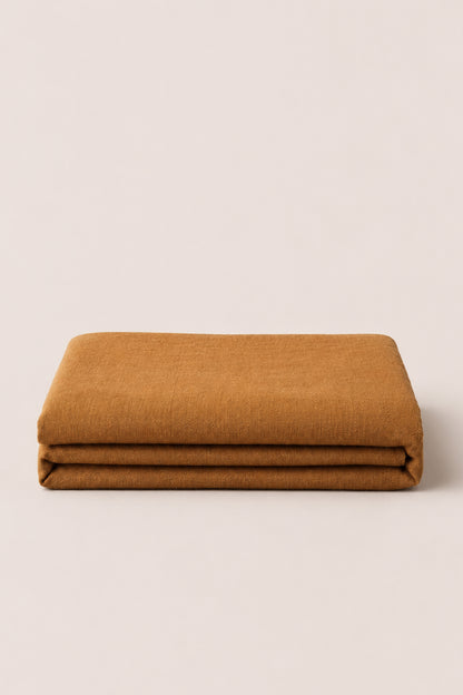Linen fitted sheet in Amber