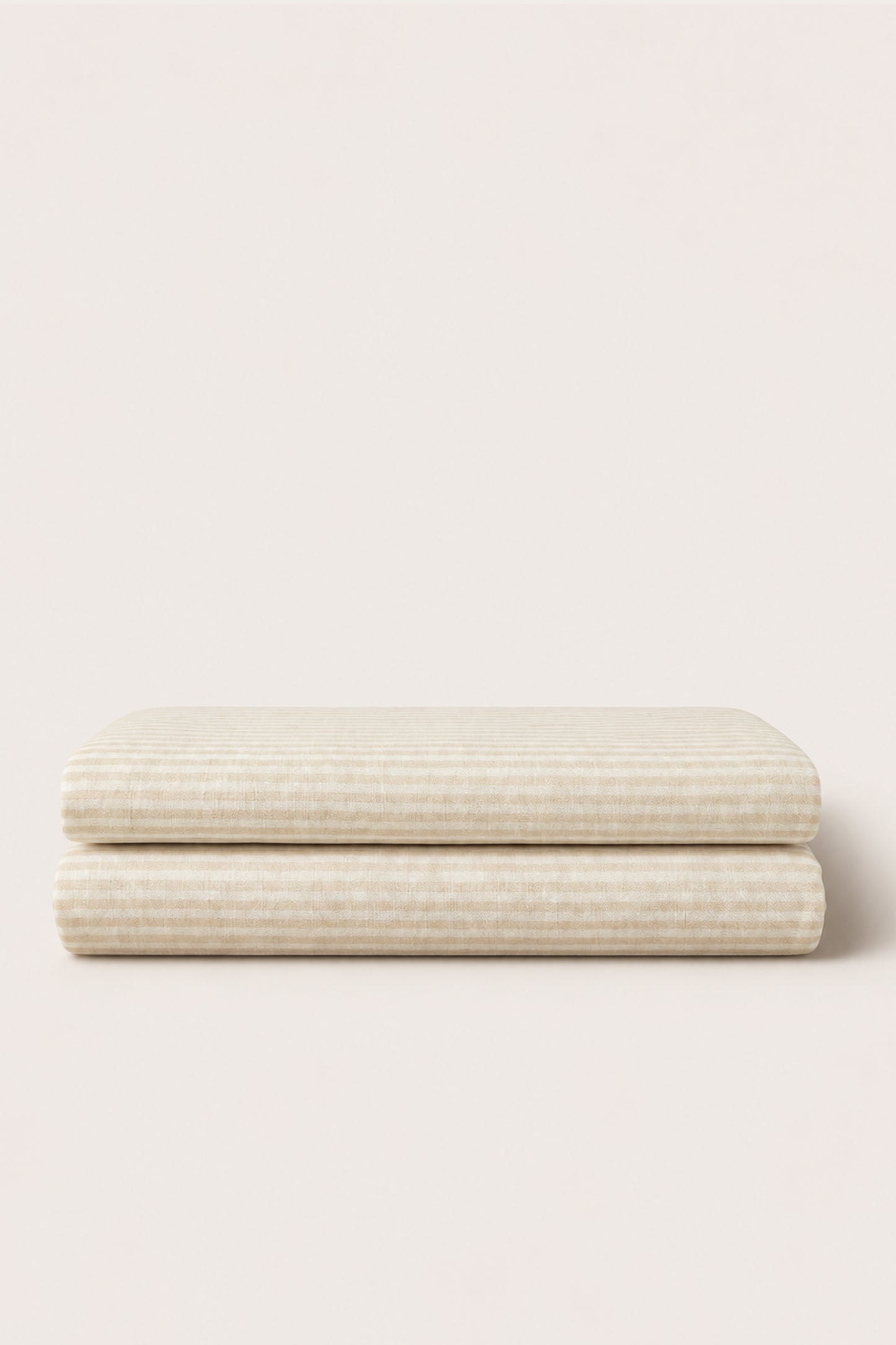 Linen flat sheet in Beige Striped