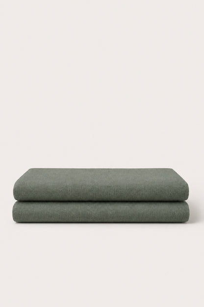 Linen flat sheet in Garden Green