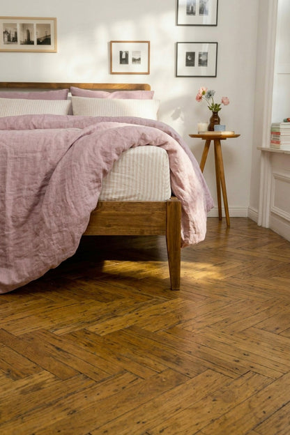 Linen sheets set in Beige Striped