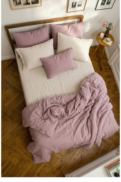 Linen sheets set in Beige Striped