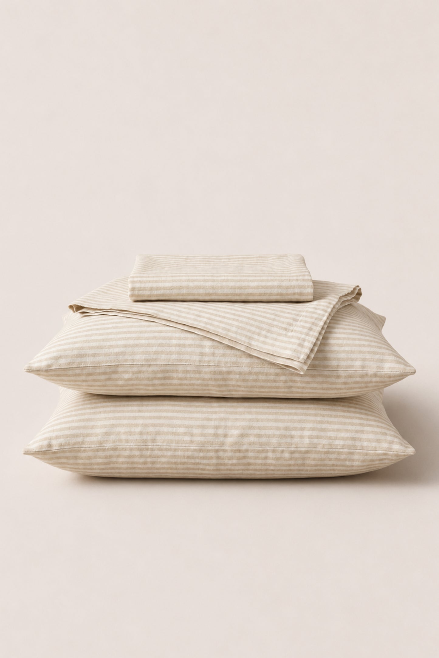 Linen sheets set in Beige Striped