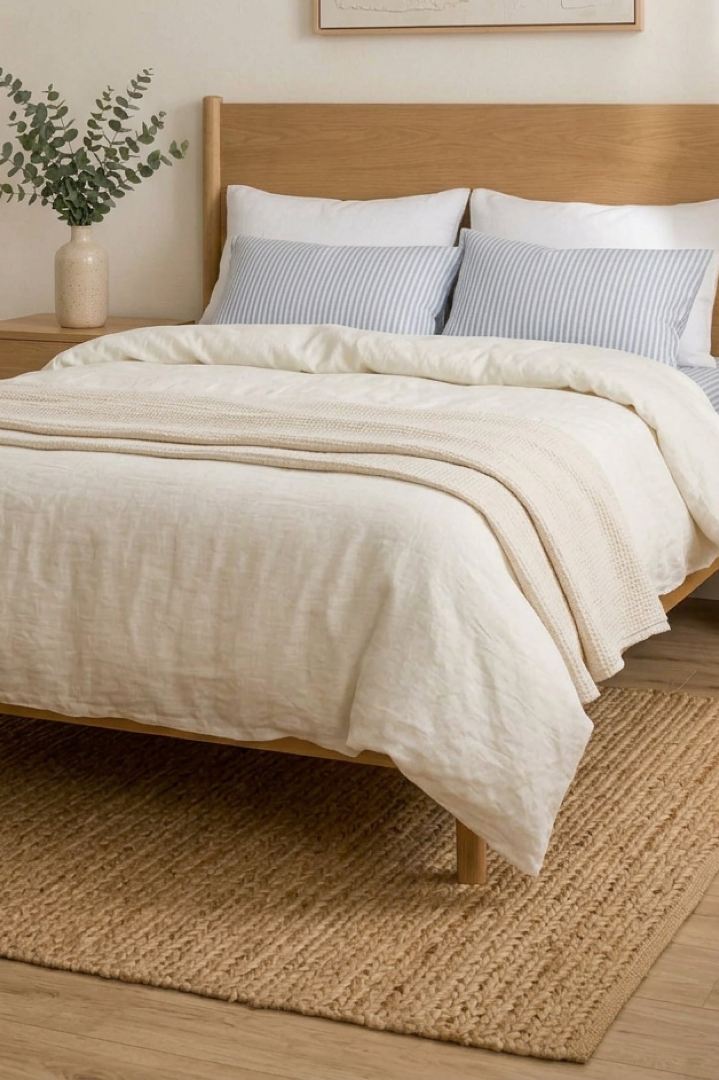 Linen sheets set in Blue Striped