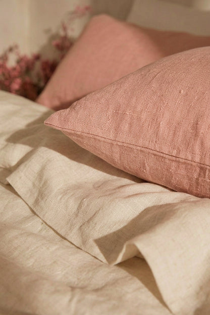 Linen sheets set in Coral Pink
