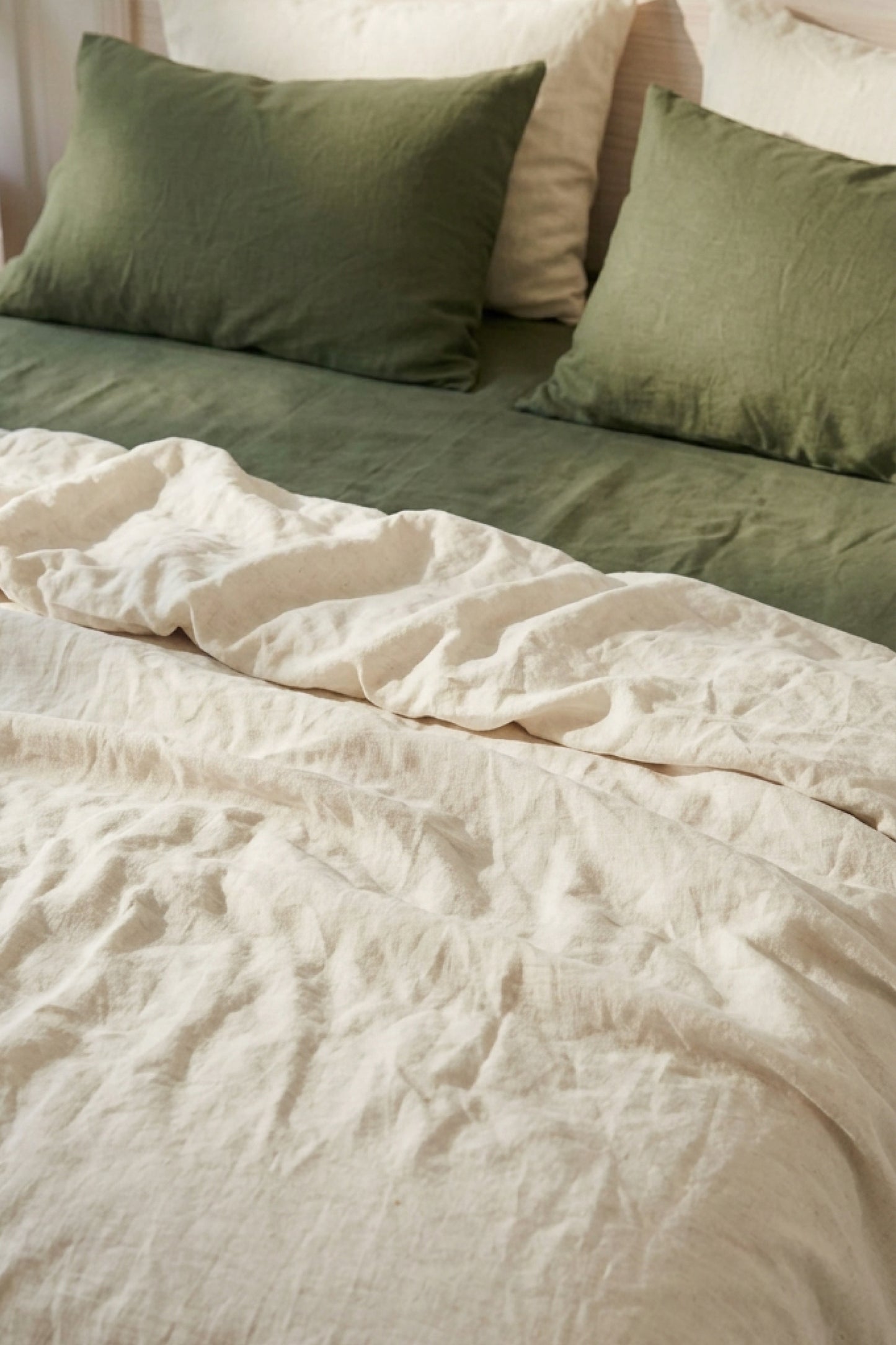 Linen sheets set in Garden Green