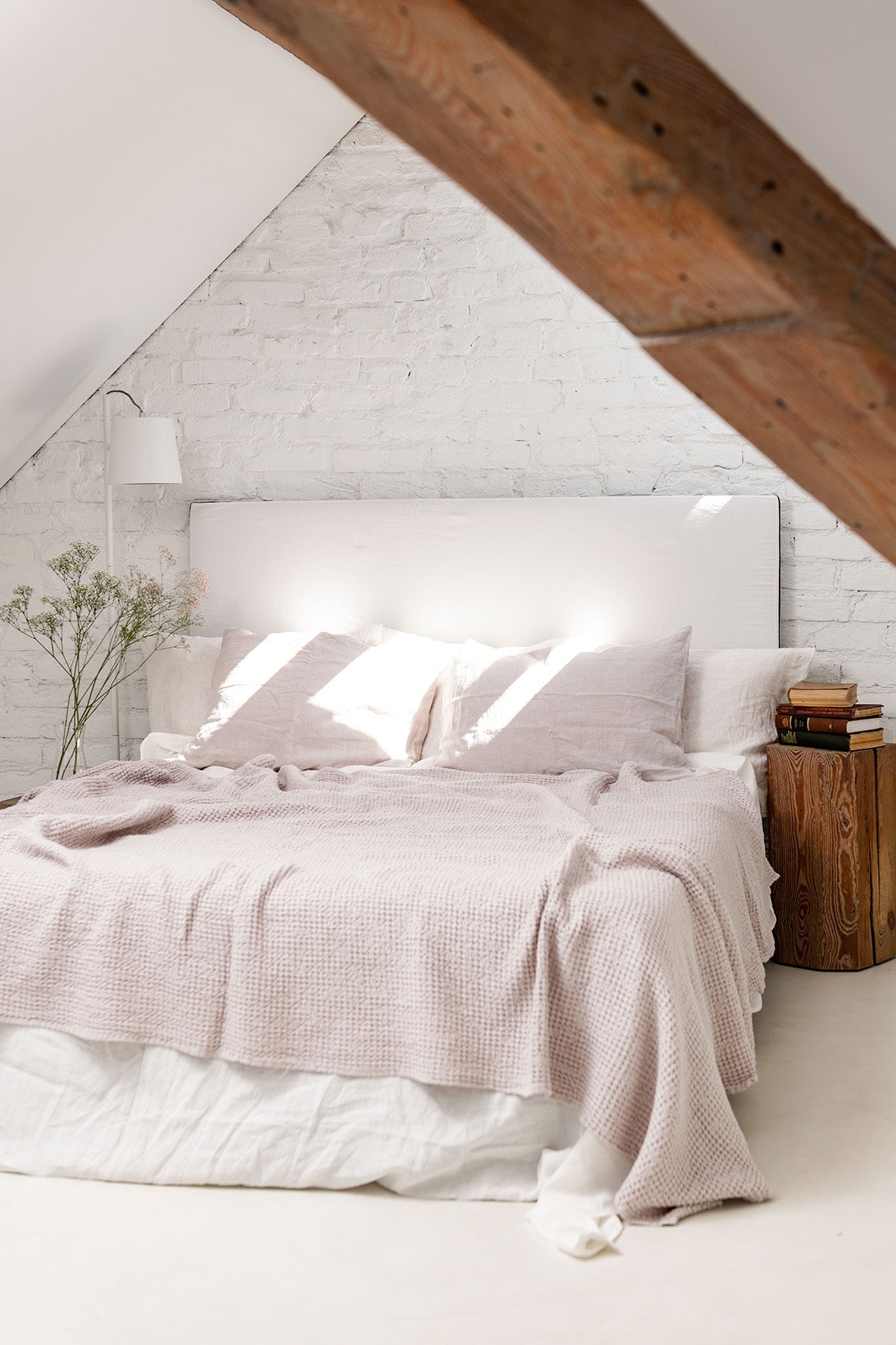 Linen waffle blanket in Cream - Her Linen